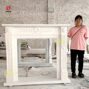 เตาผิงหินอ่อนหินธรรมชาติที่ทันสมัยเตาผิงหินอ่อนล้อมรอบตกแต่งเตาผิงอิสระขัด - Product Image 2