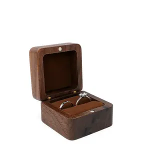 Factory In Stock Small Mini Wood Box Engagement Ring Box Double Ring Box Jewelry Packaging