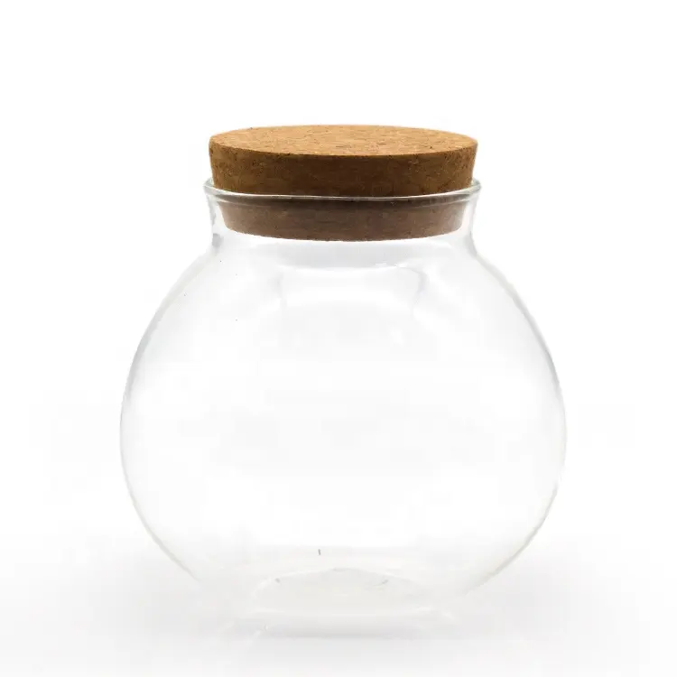 Contenedor de almacenamiento de alimentos hermético para cocina, botella de vidrio transparente pequeña con tapón de corcho de madera, respetuoso con el medio ambiente, 350ML