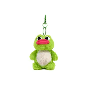 正宗的孤独青蛙配愚蠢奇怪的咆哮青蛙钥匙扣，丑陋可爱的毛绒包挂件，丑陋发声娃娃