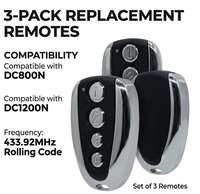 Télécommande de porte de garage DC800N DC1200N 433,92 MHz Code Rolling 4 boutons Cadre métallique Émetteur porte-clés pour ouvre-porte