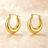 Boucles d'oreilles pendantes rondes creuses classiques et tendance en acier inoxydable plaqué or 18 carats