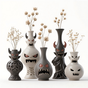 Jardinière en céramique chasseur de démons gothique - Pot à succulentes peint à la main en 3D, support de plante de fantasy sombre personnalisé et décoration d'étagère unique - Product Image 2