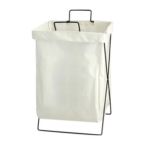 Collapsible Laundry Basket Gray Linen Fabric Foldable Storage Organizer for Clothes Bathroom Use Rectangle Shape - Product Image 4