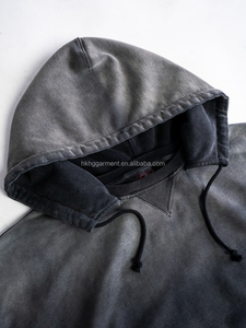 Sudadera con Capucha Premium Personalizada para Hombre, 100% Algodón Grueso, Diseño con Pedrería Lavado con Spray, Fabricante de Ropa Urbana OEM - Product Image 4