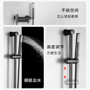 ชุดฝักบัวอาบน้ำสีเทากันเมทัลแบบข้ามพรมแดน 3.5-4.9 แกลลอนต่อนาที วาล์วเซรามิก หัวฉีดแบบฝน ปรับความสูงได้ - Product Image 1