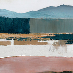 Arte Abstracto en Lienzo de Paisaje, Pintura de Montaña y Horizonte en Capas Multicolores para Decoración de Sala de Estar - Product Image 4