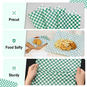 Green Checkered Food Grade Greaseproof <b>Paper</b> 305x305mm Waterproof Anti-stick <b>Wrapping</b> <b>Paper</b> - Product Image 3