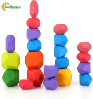 Vente en gros de 36 blocs de roche en bois de pin jeu d'empilage peint Puzzle éducatif jouet artisanat bois artisanat boîtes en bois panneaux muraux