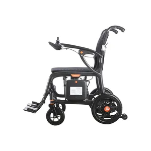Silla de ruedas plegable motorizada ultraligera portátil, silla de ruedas plegable eléctrica ligera para viajes