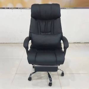 Chaise de bureau exécutive pivotante en cuir noir de luxe moderne avec fonction massage, fournie directement par l'usine - Product Image 4