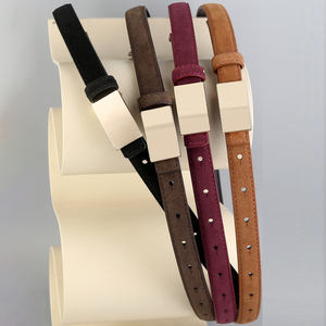 Cinturón de Cuero Gamuza Genuino para <span class=keywords><strong>Mujer</strong></span>, 2cm de Ancho, Hebilla Dorada de Lujo, Cinturones de Cuero Mate para Vestidos y Jeans - Product Image 2