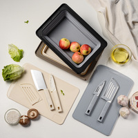 Panier de rangement multifonctionnel pour fruits d'extérieur, pliable, avec planches à découper et couteaux