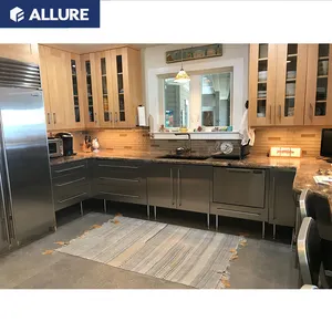 Allure Produsen Online Modern 2021 Desain Lengkap Lemari Dapur Wastafel Industri Unit Baja Antikarat