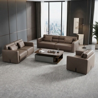 Ensemble de canapés de bureau modernes de luxe à trois places, fauteuils, table basse, mobilier commercial pour salon de réception