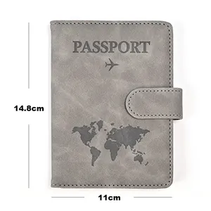 Funda para pasaporte de cuero PU con logotipo personalizado, Cartera de viaje con hebilla magnética, soporte para pasaporte con bloqueo RFID familiar