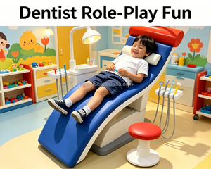Juego de Silla y Taburete de <span class=keywords><strong>Dentista</strong></span> de Juguete para Niños, Accesorios de Clínica Dental para Juego de Roles, Sillón Reclinable de <span class=keywords><strong>Dentista</strong></span> de Juguete Suave para Área de Juegos Interior - Product Image 4