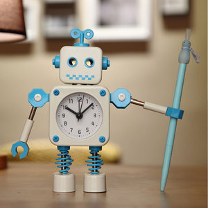 Hot Bán Vuông <span class=keywords><strong>Robot</strong></span> Bàn Sáng Tạo Đồng Hồ Đầu Giường Kim Loại Máy Tính Để Bàn Đồng Hồ Báo Thức Câm Phim Hoạt Hình Sinh Viên Đồng Hồ - Product Image 1