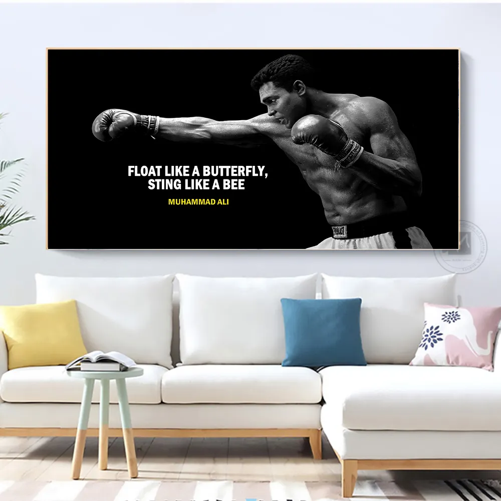 Boxing King Black White Portrait Mitivation Quotes Dare To Take Risks For Office Room Caudros Decoration