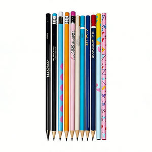 卸売プロモーションギフトカスタムロゴアートライティング丸型HB黒木鉛筆消しゴム付き - Product Image 1