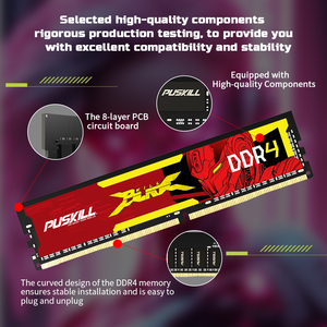 PUSKILL แรมเดสก์ท็อป DDR4 ดีไซน์ใหม่ 8GB 16GB 32GB 2133MHZ 2400MHZ 2666MHZ 3200MHZ 3600MHZ รองรับการปรับแต่ง - Product Image 4