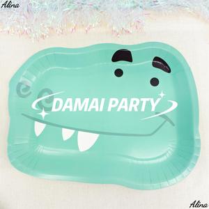 DAMAI Dinosaur Cartoon <b>Disposable</b> Paper <b>Plates</b> Cups Napkins Kids Birthday Party Tableware Set - Product Image 4