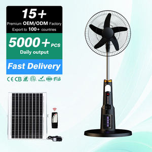 Ventilateur sur pied 16 pouces, alimenté par énergie solaire et courant alternatif, avec batterie lithium rechargeable, 5 pales, 6 vitesses, 12W, et piège à moustiques pour l'extérieur - Product Image 2