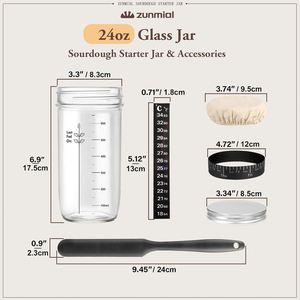 24 Oz Wide Mouth Glass Eco-Friendly Dishwasher Safe Sourdough Starter Jar for Baking - Product Image 2