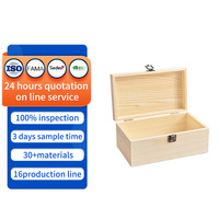 Boîte de rangement en bois de pin non fini avec couvercle à charnière et loquet métallique pour la conservation des souvenirs et l'emballage de cadeaux