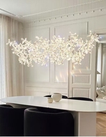 Lustre en cristal, lustre de fleur, lampe légère de luxe de salle à manger de concepteur italien, lampe de table d'île de barre d'art haut de gamme