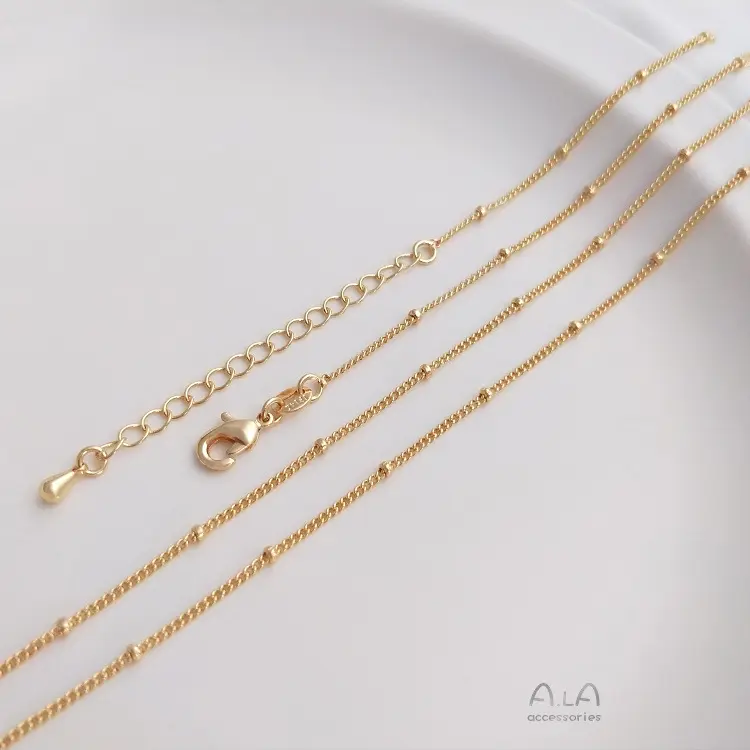 Factory Wholesale 14k Gold Necklace Sweater Chain Spacer Chain Simple Necklace With Water Droplets Extension Chains