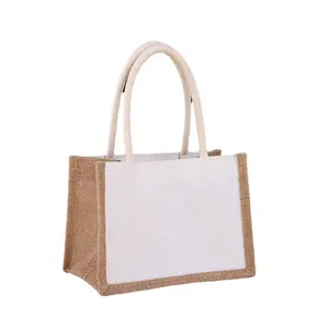 Tote With Leather Handle New Products Canvas Bag Jute Cheap For Gift