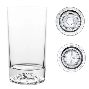 NOVARE Basketball Pattern Highball Glass Heave Base Tumbler Juice Glass Cocktail Drinking Glasses