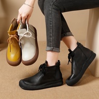 Bottines d'hiver pour femmes 2025, style rétro, à lacets sur le devant, semelle extérieure texturée douce, bottines décontractées