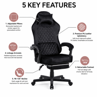 Chaise de jeu ergonomique de luxe en velours Silla Gamer, chaise pivotante, repose-pieds rétractable
