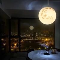 Lampe suspendue en forme de lune, lumière planétaire, boule moderne, salle à manger, chambre à coucher, lumière LED chaude, cour extérieure, allée, gazebo, acrylique PE 800x800