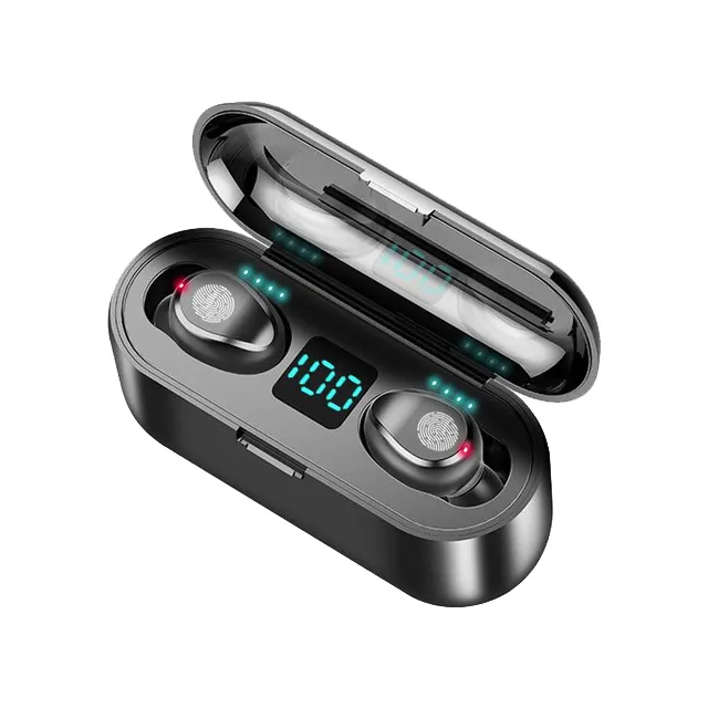 F9 Tws BT5.1 True Wireless Headphones Headset Earbuds Lcd Digital Electric Quantity Waterproof Noise Reduction Wireless Earphone