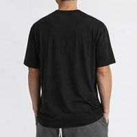 Fabrication en gros de t-shirts pour hommes en coton 100% noir uni de qualité supérieure, col en V, personnalisables