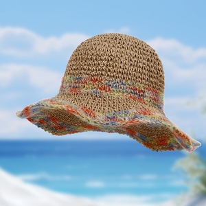 Chapeau de paille d'été pour femme à large bord, chapeau bob crocheté à la main pour la plage, protection solaire, extérieur, chapeau de pêcheur pour le voyage - Product Image 5