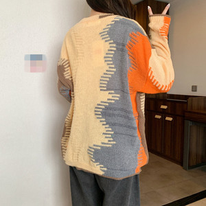 Nuovi Arrivi <span class=keywords><strong>Autunno</strong></span> <span class=keywords><strong>Inverno</strong></span>: Maglione <span class=keywords><strong>Donna</strong></span> a Blocchi di Colore con Patchwork, Manica Lunga, Blusa Lavorata a Maglia - Product Image 4