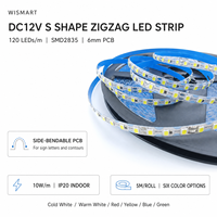 Bande LED en forme de S DC12V, 120 LED/m, SMD2835, PCB 6mm, 10W/m, IP20, flexible, pliable, pour éclairage intérieur de lettres et enseignes