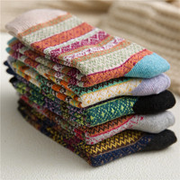 5 paires de chaussettes pour femmes à rayures tendance, chaussettes en tricot respirantes, décontractées pour l'automne, usage quotidien pour femmes, vente en gros, faible MOQ