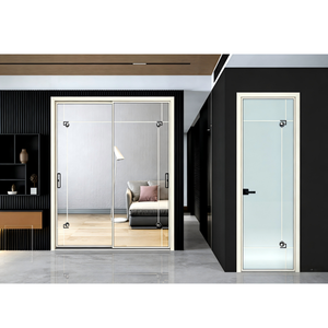 Puerta Corredera <span class=keywords><strong>para</strong></span> <span class=keywords><strong>Baño</strong></span> con Marco <span class=keywords><strong>de</strong></span> Aleación <span class=keywords><strong>de</strong></span> Titanio y Magnesio, Vidrio Templado Doble Esmerilado, Antirrobo, Mampara Interior <span class=keywords><strong>para</strong></span> Ducha - Product Image 1