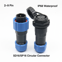 Connecteur circulaire en laiton étanche IP68 SD16, prise mâle/femelle 2-9 broches, 250V-380V 5A-10A pour l'alimentation des éclairages extérieurs