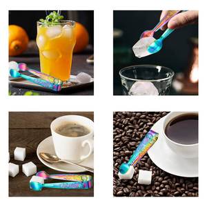 Luxury High Quality Printed Flower Pattern Stainless Steel Food Lemon Bar Coffee Sugar Small <strong>Mini</strong> Ice Cube <strong>Tongs</strong> Clamp Claw Clip - Product Image 2