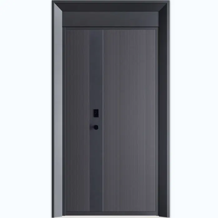 Modern Style Steel Security Door with Smart Lock Hinges Waterproof Exterior Front Gate Entry Door Finished Surface