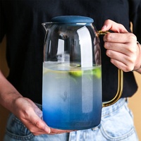 En gros résistant à la chaleur clair 1.55L verre pots à eau avec deux tasses