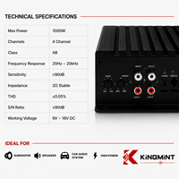 Amplificateur de voiture PISTOL GM-E1004 1000W 4 canaux classe AB, stéréo pleine gamme 100W x 4 RMS 14.4V 10Hz-60kHz