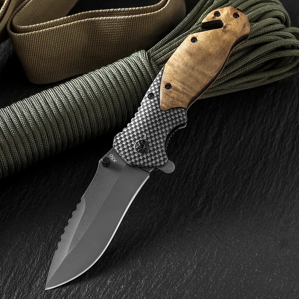 Rússia Alta Qualidade X50 Sombra Madeira Handle EDC Camping Sobrevivência Folding Pocket Knife