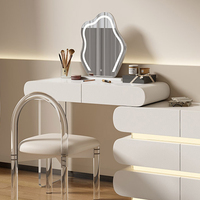 Coiffeuse d'angle au design moderne Bureau de maquillage Mobilier pour la maison Chambre de luxe Tables de toilette en bois avec miroir et éclairage